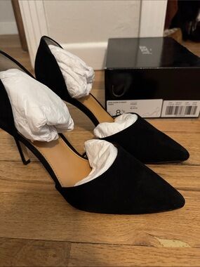 JCrew Black Suede Pointed Toe D'Orsay Heels